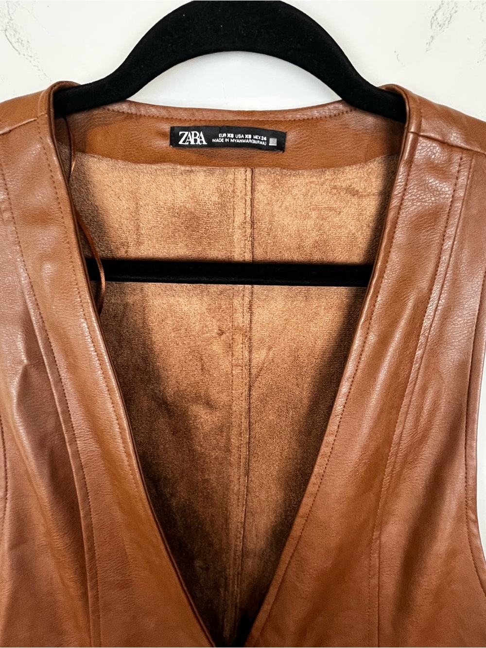Zara Brown Faux Leather Button-Front Vest Pinafore Dress Size XS - Picture 8 of 15